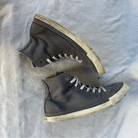 Converse Classic High-Top Canvas Sneakers in Gray with White Logo and Laces - Picture 7 of 10